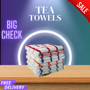 Multi Pack TERRY TEA TOWELS 100% COTTON Set Dish Cloths Kitchen Cleaning Drying