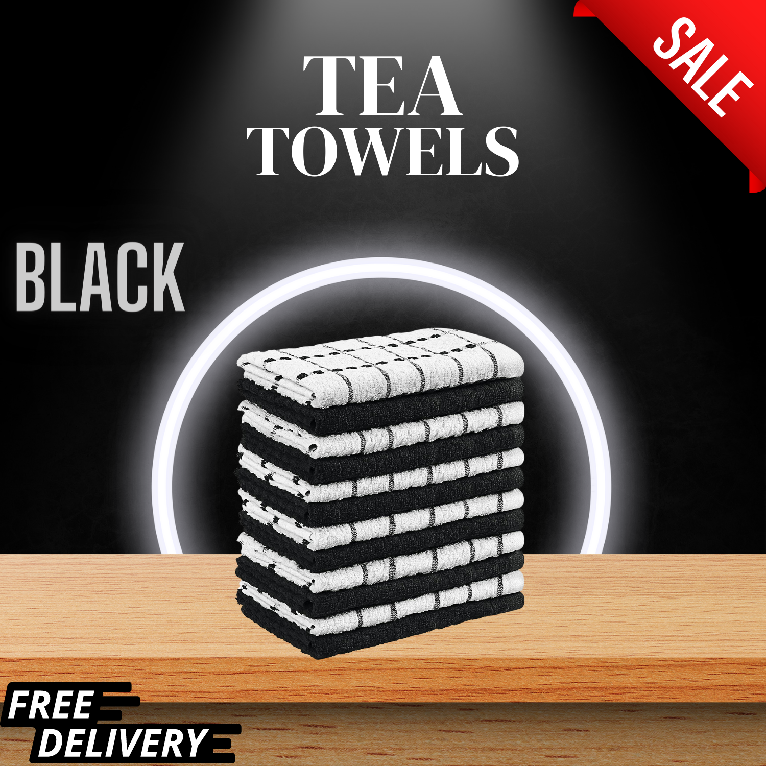 Multi Pack TERRY TEA TOWELS 100% COTTON Set Dish Cloths Kitchen Cleaning Drying